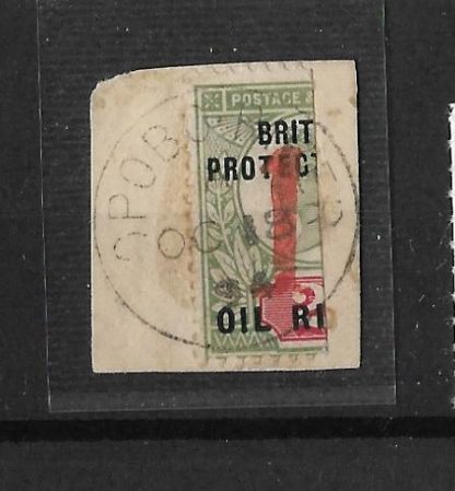 Niger Coast Protectorate 1894 QV Provisionals One Penny on Two Pence on piece SG 59 used