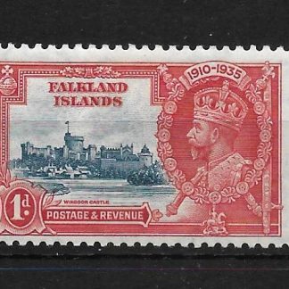 Falkland Islands 1935 GV Silver Jubilee One Penny with flagstaff on right turret SG 139d mint