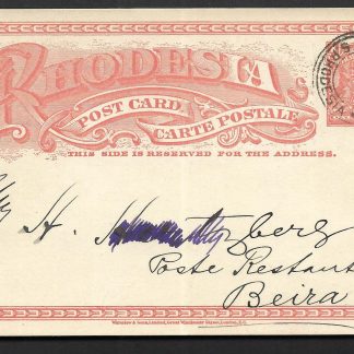 Rhodesia 1910 HG 11 card sent from Penhalonga to Beira