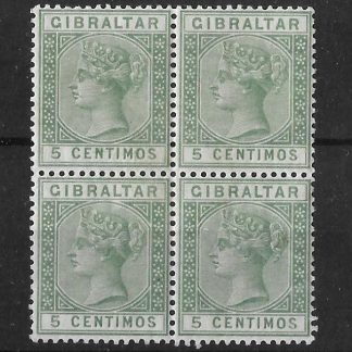 Gibraltar 1889 QV Five Centimos block SG 22 unmounted mint