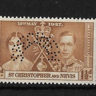 St Kitts Nevis 1937 GVI Coronation set perforated SPECIMEN SG 65/67s unmounted mint