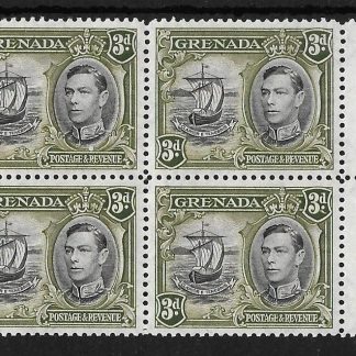 Granada 1950 GVI Three Pence block with Colon flaw SG 158ba unmounted mint