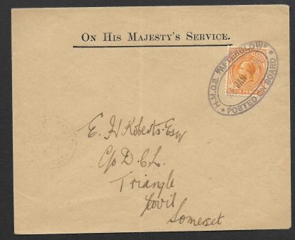 Falkland Islands 1926 HMOS Afterglow cover to Somerset England