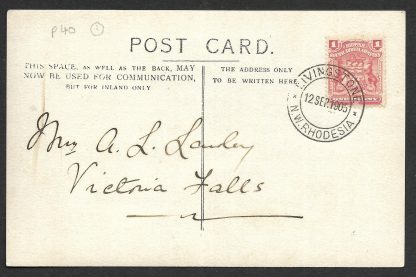Northern Rhodesia 1905 real photo postcard of the viewing point dated 12th Sept 1905 - Image 2