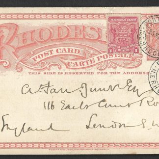Northern Rhodesia 1903 uprated HG 11 card from Fort Jameson to London