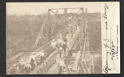 Northern Rhodesia 1905 real photo postcard people on the bridge after the opening ceremony dated 12th Sept 1905