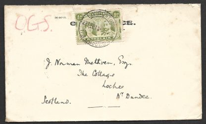 Northern Rhodesia 1912 On Govt. Service letter to Dundee was delayed for three months