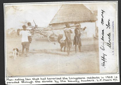 Northern Rhodesia 1905 real photo postcard of Livingstone's man eater used