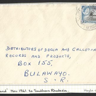Northern Rhodesia 1961 cover from Chilubi Island to Bulawayo