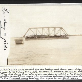 Northern Rhodesia real photo pnused postcard of Kafue Bridge construction
