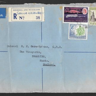 Northern Rhodesia 1962 registered letter to UK from Shiwa Ngandu