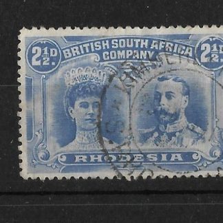 Rhodesia Double Head Two and a Halfpence with KIMBERLEY REEFS (DC) postmark