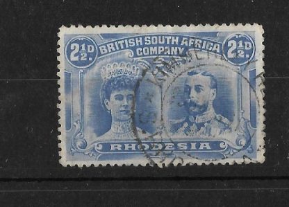 Rhodesia Double Head Two and a Halfpence with KIMBERLEY REEFS (DC) postmark