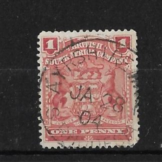 Rhodesia 1898 One Penny Small Arms with AYRSHIRE MINE (Skeleton) postmark