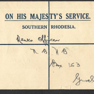 Southern Rhodesia 1951 OHMS registered cover from Salisbury to Gwelo with Return Letter Branch postmark