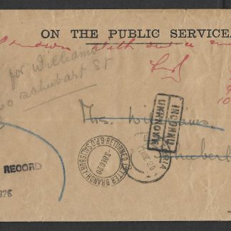 Rhodesia 1920 On The Public Service cover Recruiting and Record Office to UK