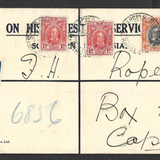 Southern Rhodesia 1937 OHMS cover to Cape Town with Parcels Bulawayo postmark