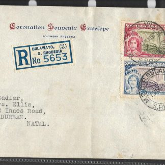 Southern Rhodesia 1937 Illustrated Coronation cover with M O CTR Bulawayo postmark