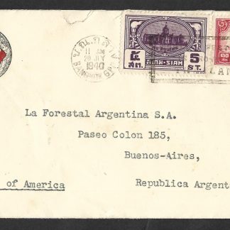 Thailand 1940 Anglo-French Drug Co uncensored commercial cover to Argentina