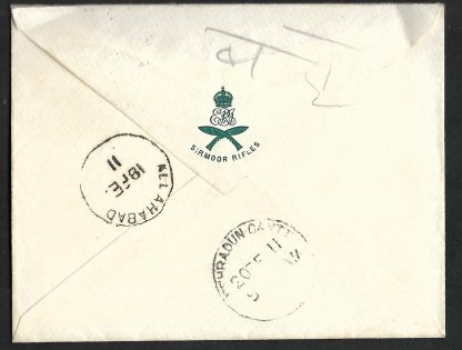 India 1911 First Aerial Post with UP Expedition Allahabah cancel sent to Col in the Gurkha Rifles - Image 2