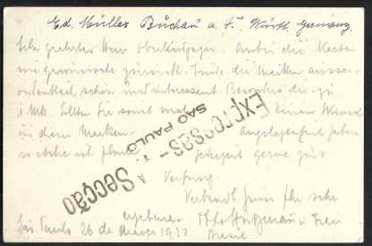 Germany 1932 Zeppelin card to South America with cachets and One Mark Zeppelin stamp - Image 2