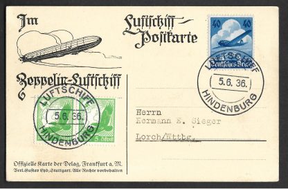 Germany 1936 Internal Hindenburg Illustrated postcard of Friedrichshafen