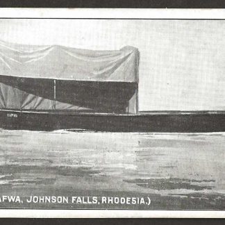 Northern Rhodesia postcard with wooden boat Kafwa based at the Mission Station at Johnson Falls
