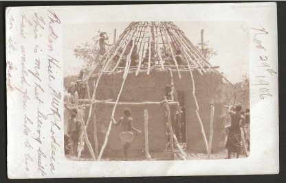 Northern Rhodesia 1906 real photographic postcard of the building of a Methodists church at Broken Hill