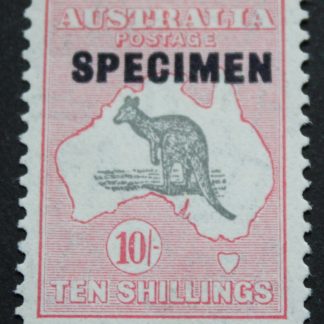 Australia 1932 Kangaroo Ten Shillings C of A watermark with SPECIMEN overprint mint