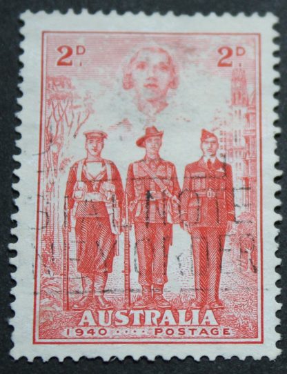 Australia 1940 Imperial Forces Two Pence Dry Ink BW 219ca used