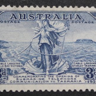 Australia 1936 Tasmania Submarine Cable Three Pence with flaw BW 170e mint