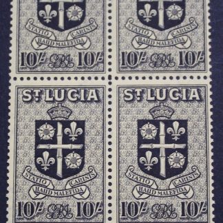 St Lucia 1938 GVI Ten Shillings Imprint block SG 138 mint