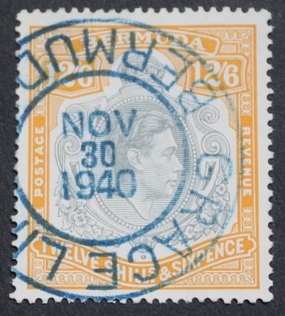 Bermuda 1940 GVI 12/6 Keyplate SG 120a with a Grace Line cancel