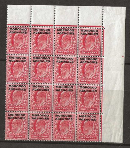 Morocco Agencies 1907 EVII One Penny SG 32 block unmounted mint