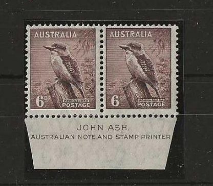 Australia 1937 Six Pence Kookaburra Imprint Pair SG 172 unmounted mint