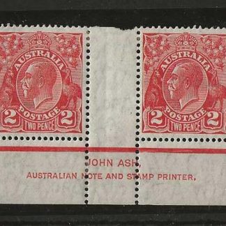 Australia 1931 GV Two Pence Imprint pair SG 127 mint