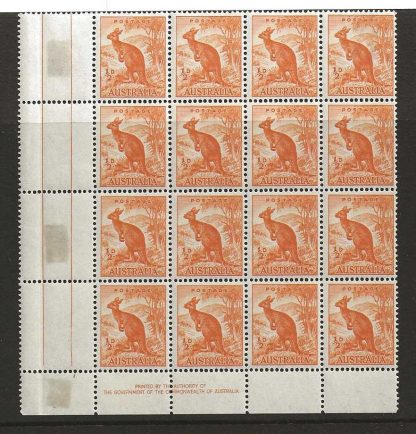 Australia 1948 GVI Halfpenny Roo block of sixteen SG 228d unmounted mint