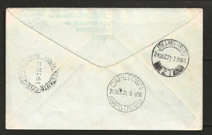 Southern Rhodesia 1931 Experimental First Flight Illustrated cover Bulawayo to Cape Town - Image 2