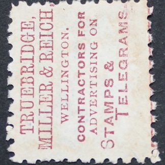 New Zealand 1893 QV Two and a Halfpence with Truebridge Reich & Miller advert used