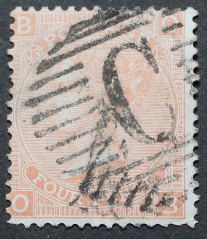 Great Britain 1872 QV Four Pence plate 13 used in Constantinople SG Z92