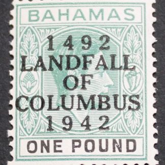 Bahamas 1942 GVI One Pound with COLUMBUS opt SG 175 mint