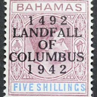 Bahamas 1942 GVI Five Shillings with COLUMBUS opt SG 174a mint