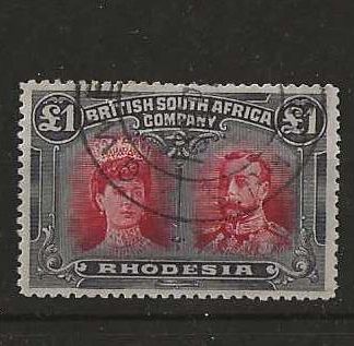 Rhodesia Double Head One Pound SG 166 GWELO remainder cancel used