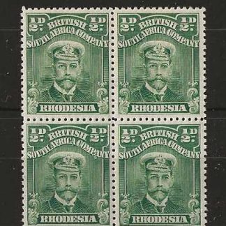 Rhodesia Admiral Halfpenny block of four unmounted mint