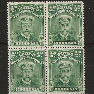 Rhodesia Admiral Half Penny block SG 203 unmounted mint
