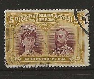 Rhodesia Double Head Five Pence SG 141ab used