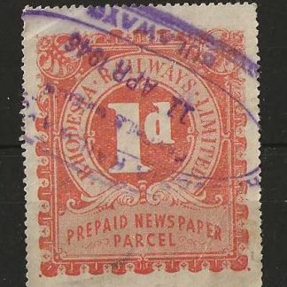 Rhodesia 1946 One Penny Rhodesia Railways label used at Bulawayo