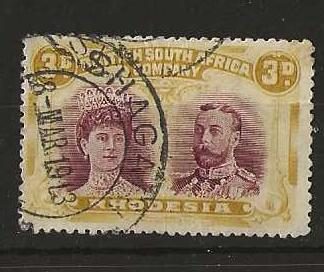 Rhodesia Double Head Three Pence RSC E with SHAGARI postmark