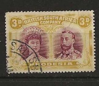Rhodesia Double Head Three Pence p15 SG 173a used