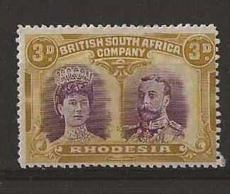 Rhodesia Double Head Three Pence SG 135 mounted mint